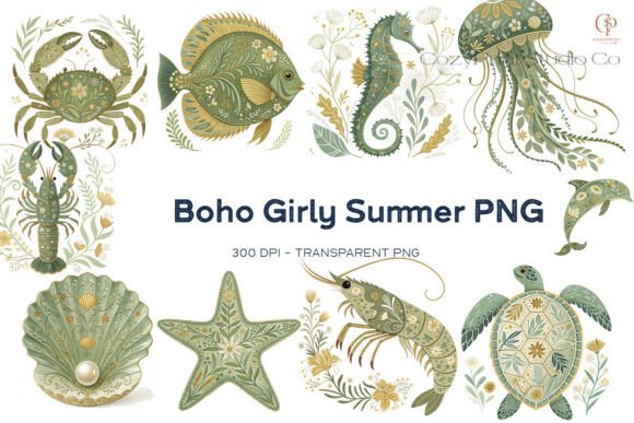 Boho Girly Summer Clipart PNG Guide