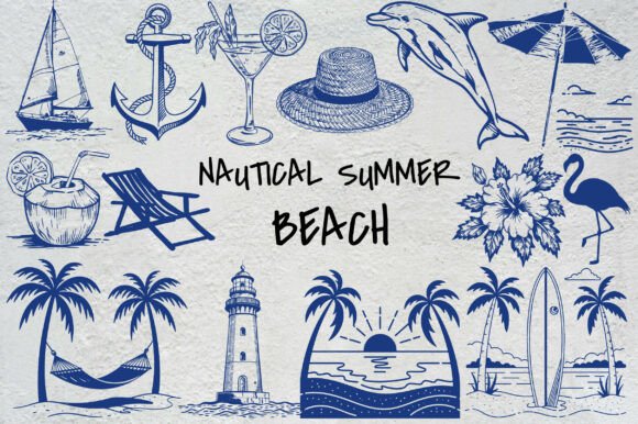 Designing for the Coast: A Deep Dive into the 15 Nautical Summer Beach PNG EPS Set