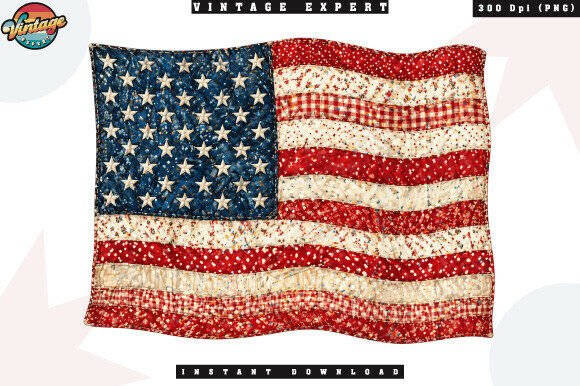 Elevate Your Patriotic Designs with a Vintage American Flag Patchwork PNG