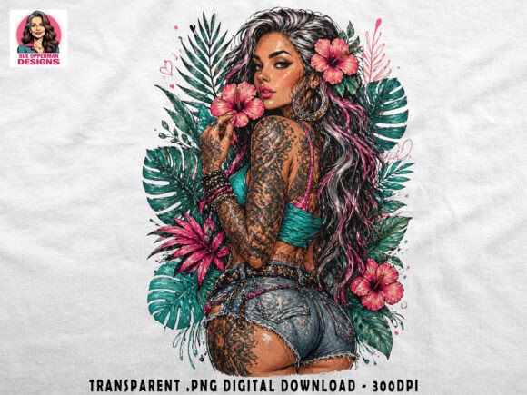 Integrating the Tattooed Tropical Beauty Retro PNG into Modern Creative Workflows