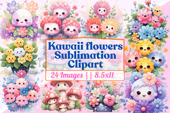 Kawaii Flowers Sublimation Clipart Guide