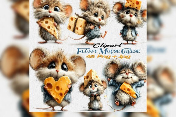 Mother’s Day Fluffy Mouse Cheese Clipart: Elevating Digital Creativity with Whimsical Charm