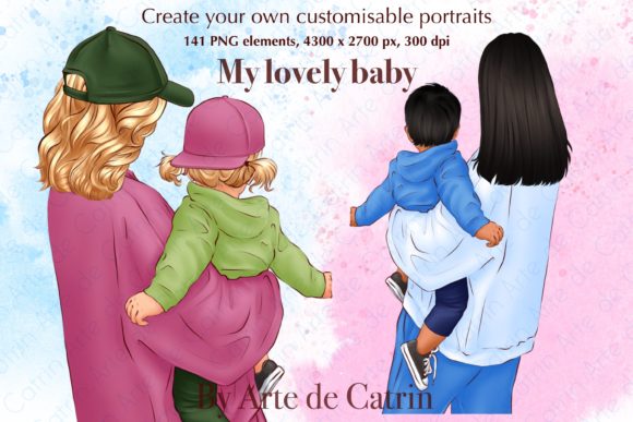 My Lovely Baby Clipart, Mom with Baby: Elevate Your Creative Projects with High-Quality Digital Art