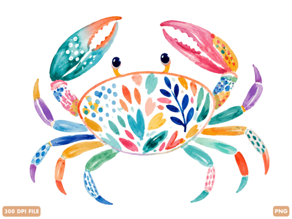 Watercolor Coastal Crab PNG for Creative Projects