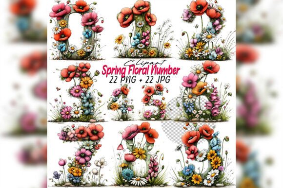 Whimsical Floral Number Birthday Clipart